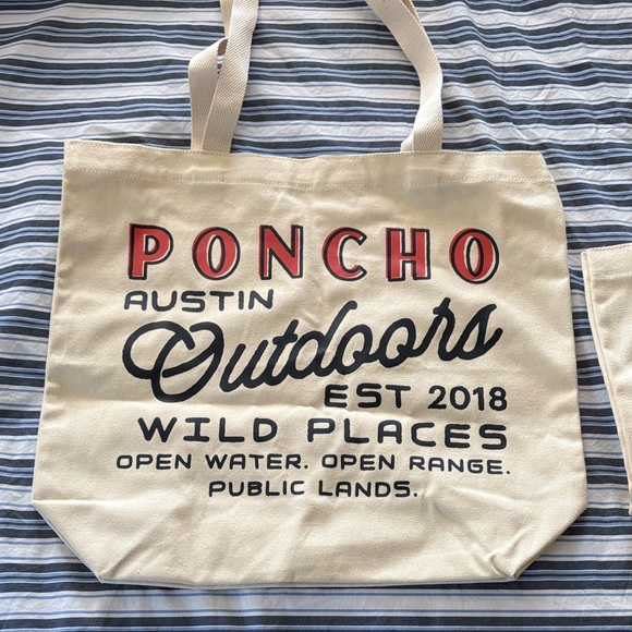 Poncho brand Canvas Tote Bag - Cream and Black - Picture 1 of 5